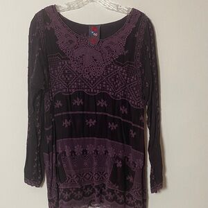 Johnny Was Deep Purple Lace Blouse